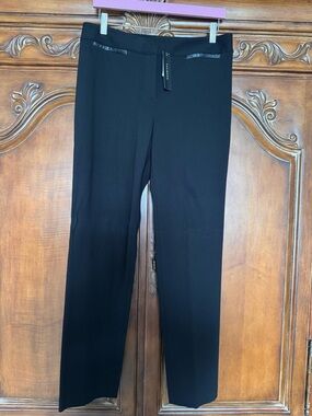 Talbots Black Heritage Dress Pants with Faux Leather Trim
